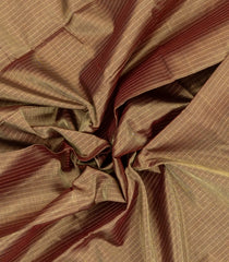 Dark Beige Handloom Silk Cotton Saree With Zari Stripes-SC4543