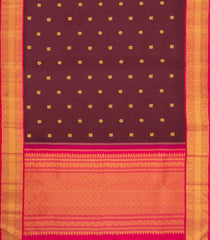 Maroon Handloom Korvai Kanchipuram Silk Saree With Zari Buttas-KA16714