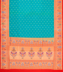 Aquamarine Handloom Paithani Silk Saree With Meena Border & Pallu-PA1126