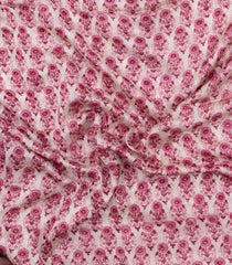 Dusty Pink Printed Chanderi Cotton Saree With Zari Border-CC1511