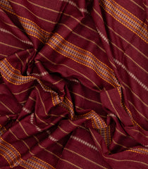 Crimson Woven Bengal Cotton Saree With Stripes & Contrast Border-BG1885