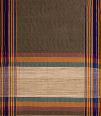 Dark Grey Handwoven Bengal Cotton Saree With Contrast Border-BG1469