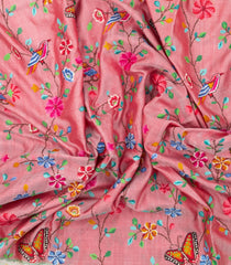 Peach Handloom Patola Silk Saree With Hand Embroidered Motifs-EN2124