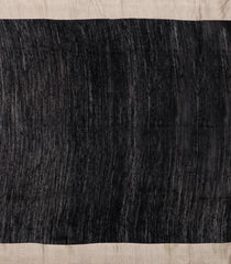 Black Handloom Tussar Silk Saree With Printed Floral Motifs-TU3214