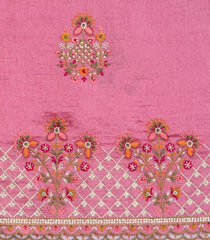 BubbleGum Pink Woven Synthetic Blended Saree With Embroidered Motifs-EN2088