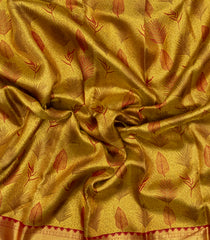 Gold Handloom Korvai Kanchipuram Silk Saree With Floral Zari Motifs-KA15838