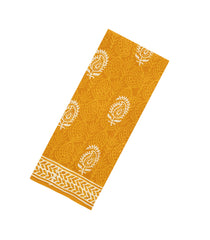 Mustard Printed Jaipur Cotton Saree With Printed Floral Motifs-JC1753