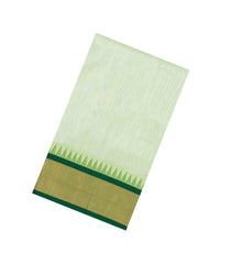 Light Green Handloom Korvai Silk Cotton Saree With Contrast Temple Border-SC4429