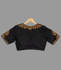 Black Blouse with Intricate Gold Embroidery-RB5113