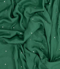 Green Woven Synthetic Blended Saree With Embroidered Sequin Motifs-EN1986