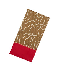 Dark Beige Printed Tussar Silk Saree With Stripes & Abstract Motifs-TU3605
