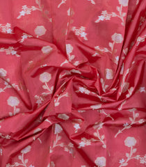 Peach Woven Dupion Silk Saree With Floral Buttas-DS0571