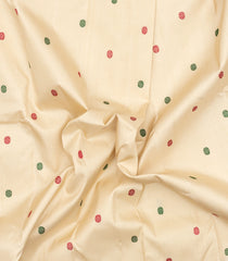 Cream Handloom Korvai Kanchipuram Silk Saree With Silk Buttas-KA15850