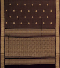 Black Handloom 9 Yards Silk Cotton Saree With Zair Checks & Buttas-SC4098