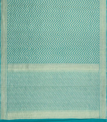 Turquoise Woven Mysore Silk Saree With Chevron Stripes-MS3534