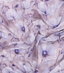 Lavender Printed Synthetic Linen Saree With Floral Motifs-SY0183