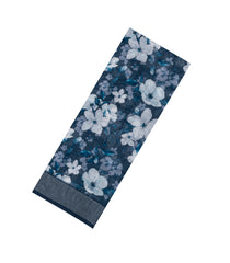 Teal Printed Synthetic Linen Saree With Floral Motifs-SY0203