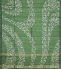 Green Printed Synthetic Tussar Silk Saree With Zari Checks & Motifs-SY0379