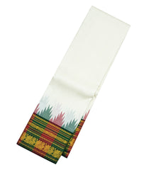 White Handloom Korvai Kanchipuram Silk Saree With Thazampoo Rekku Border-KA13042