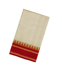 Taupe Handloom Silk Cotton Saree With Temple Border-SC4402