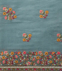 Dark Grey Synthetic Moss Chiffon Meena Embroidery With Stone-BL5458