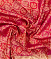 Red & Pink Handloom Kanchipuram Silk Saree With Floral Motifs-KA13662
