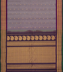 Grey Handloom Gadwal Silk Cotton Saree With Buttas-GA0420