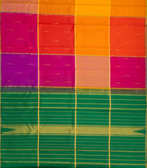 Multi Colour Handloom Kanchipuram Silk Saree With Jasmine Bud Motifs