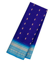 Blue Handloom Gadwal SICO Saree With Cotton Body & Silk Border-GA0385