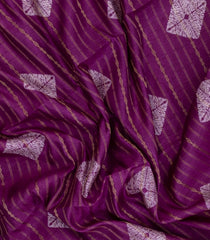 Purple Printed Art Dola Silk Saree With Stripes & Floral Motifs-BL5754