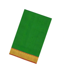 Green Handloom Silk Cotton Saree With Contrast Border-SC4700