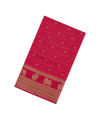 Red Printed Art Dola Silk Saree With Stripes & Printed Pallu-BL5766