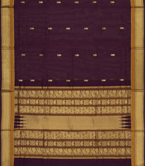 Burgundy Handloom Silk Cotton Saree With Fish Buttas-SC4549