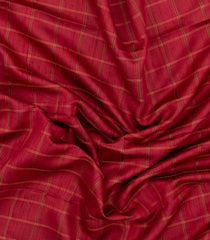 Crimson Handloom Dupion Silk Saree With Checks & Printed Pallu-DS0553