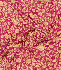 Hot Pink Printed Jaipur Cotton Saree With Kalamkari Motifs-JC1908