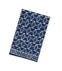 Dark Blue Woven Jaipur Cotton Saree With Printed Floral Motifs-JC1425