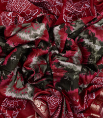Crimson Woven Art Chanderi Saree With Printed Tie & Dye Motifs-BL3912