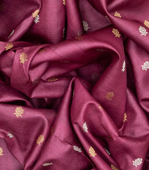 Dusty Pink Handwoven Tussar Silk Saree With Floral Buttas-Dusty Pink