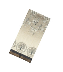 Cream Printed Synthetic Tussar Silk Saree With Grey Border-SY0037