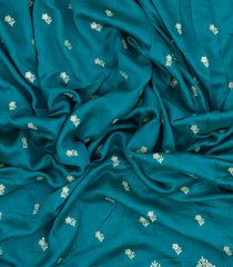 Cyan Woven Synthetic Blended Saree With Embroidered Motifs-EN2065