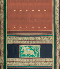Rust Handloom Kanchipuram Silk Saree With Gandaberunda Buttas-KA15666