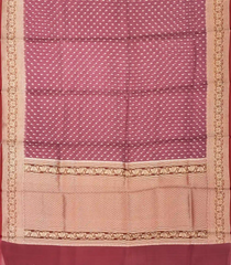 Chestnut Pink Handloom Banarasi Organza Saree With Floral Motifs-BE1251