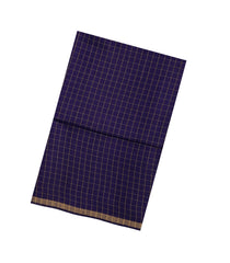 Dark Purple Woven Tussar Silk Saree With Checks-TU3514