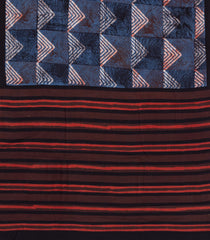 Blue Printed Jaipur Cotton Saree With Contrast Border-JC1830