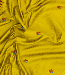 Lime Green Woven Dupion Silk Saree With Buttas & Contrast Border-DS0629