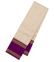 Cream Handloom Korvai Kanchipuram Silk Saree With Zari Buttas-KA16673