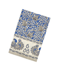 Blue Printed Kalamkari Cotton Saree -KAL1252
