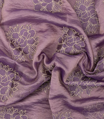 Lilac Embroidered Synthetic Crushed Tissue Saree With Floral Motifs-SY0587