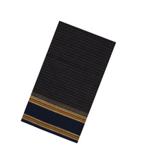 Black Handloom Silk Cotton Saree With Veldari Stripes-SC4416