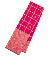 Pink Handloom Kanchipuram Silk Saree With Zari Checks & Buttas-KA16367